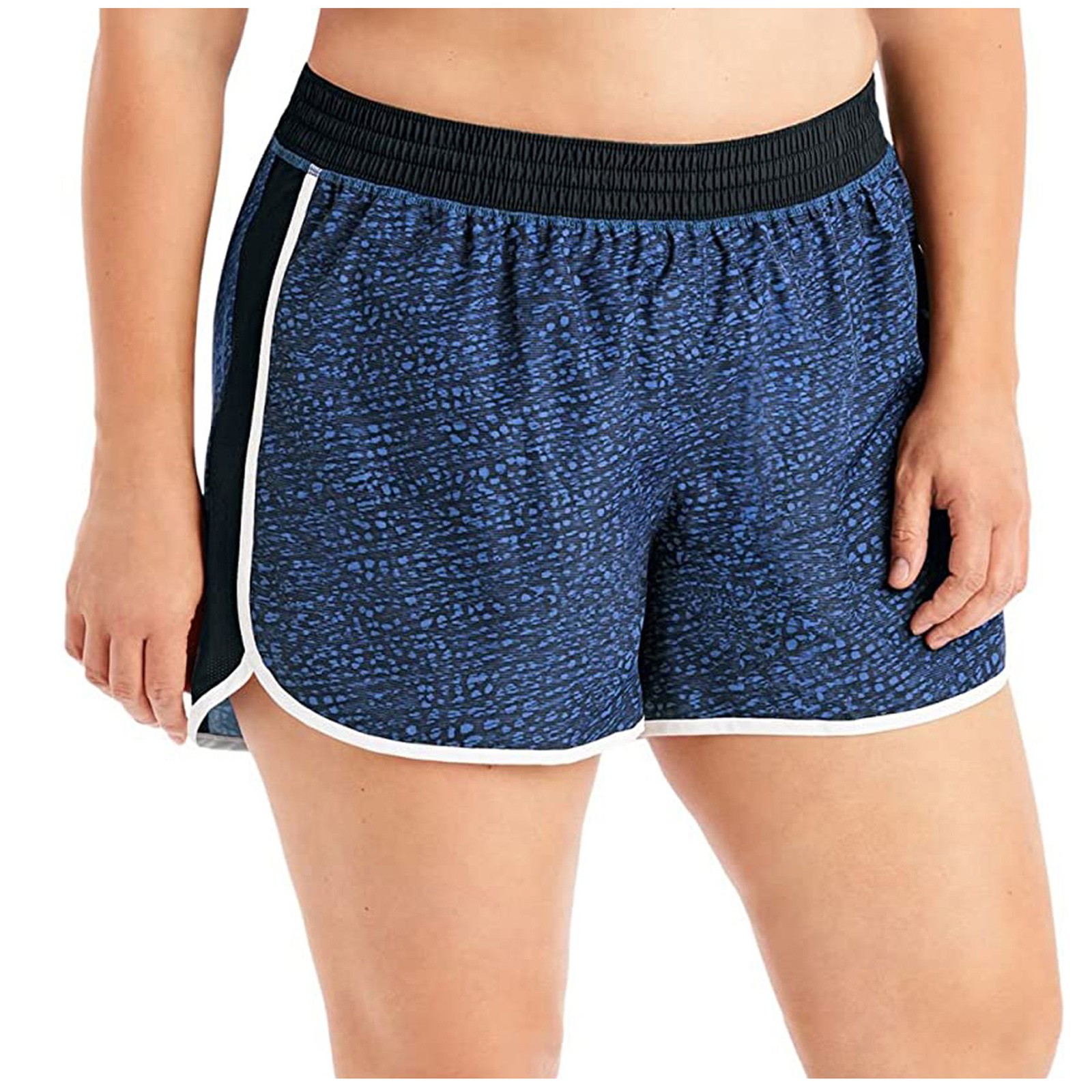 Yoga Fitness Plus - Dames elastische taille atletische shorts zijgestreepte